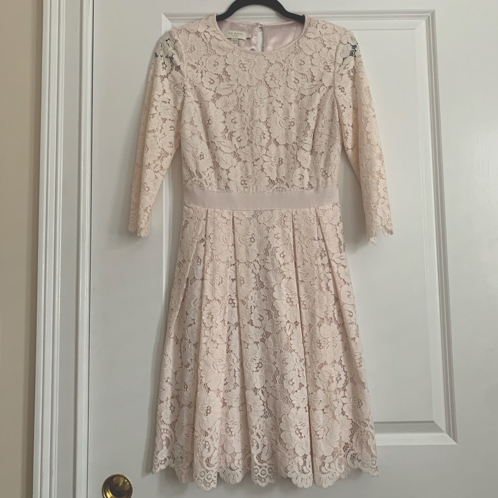 Ted Baker pale pink lace tea dress